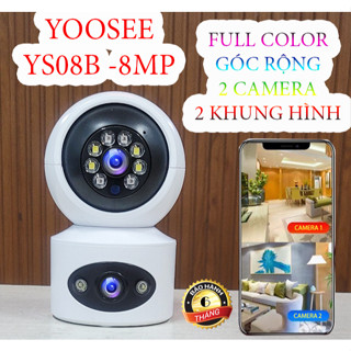 Cam 2 Màn Hình - Camera IP Wifi Yoosee Trong Nhà 12MP Có Led Góc Rộng Tầm Nhìn Ban Đêm Đủ Màu - Yoosee 2 Mắt