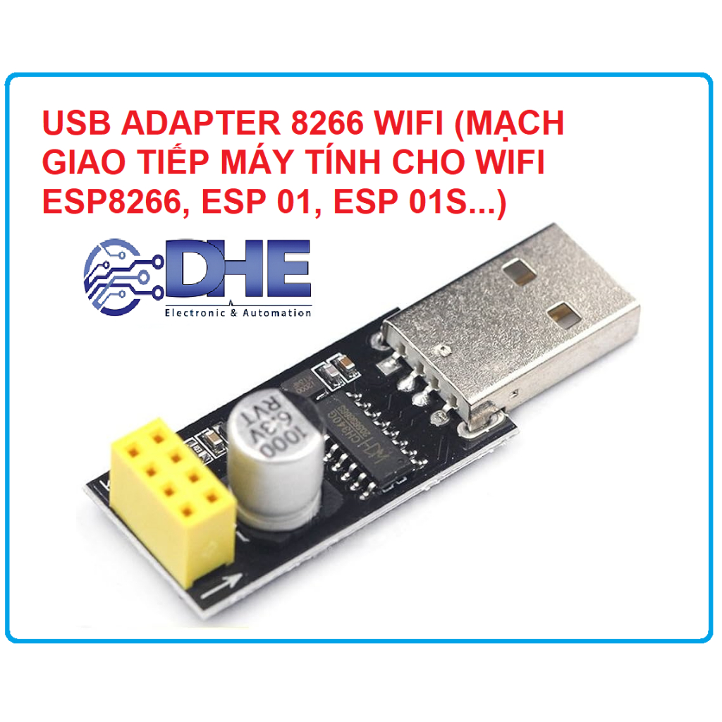 USB ADAPTER 8266 WIFI (MẠCH GIAO TIẾP MÁY TÍNH CHO WIFI ESP8266, ESP 01, ESP 01S...)