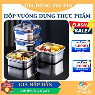 Hộp Vuông Đựng Thực Phẩm Inox 316 Có Nắp Khóa Tay Cầm Tiện Lợi, Hộp Mang Cơm Inox Cao Cấp Đa Năng
