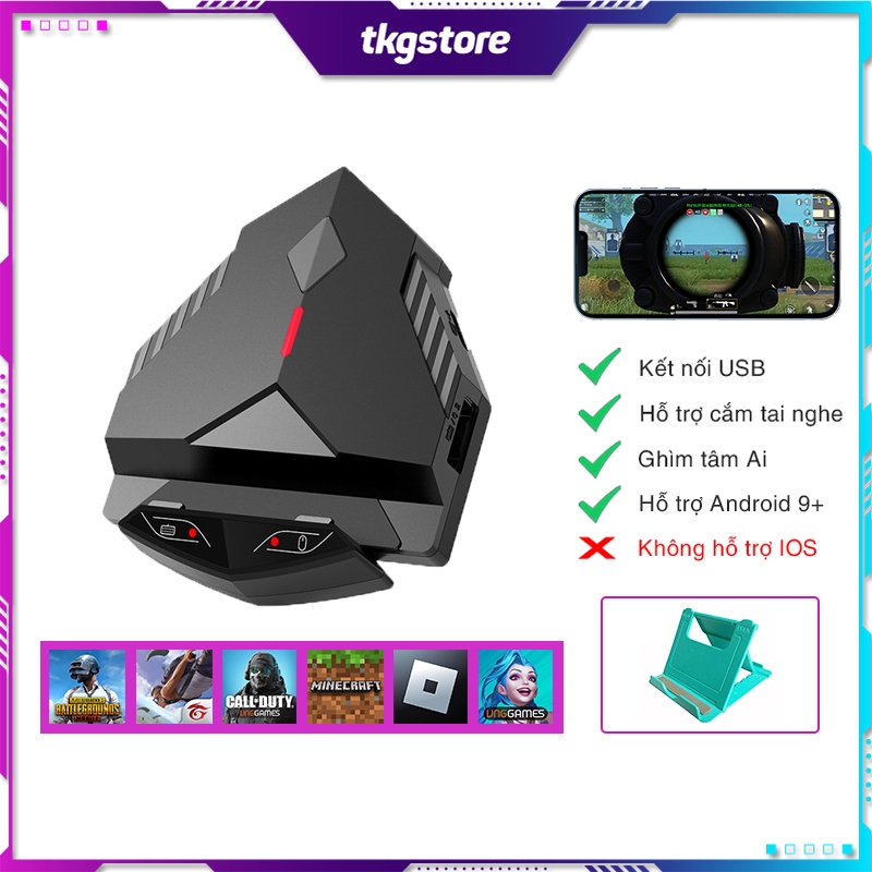 Bộ chuyển đổi chơi game Lingzha 2 Pro kết nối dây cực mượt hỗ trợ ghìm tâm AI chơi PUBG, Free Fire, 