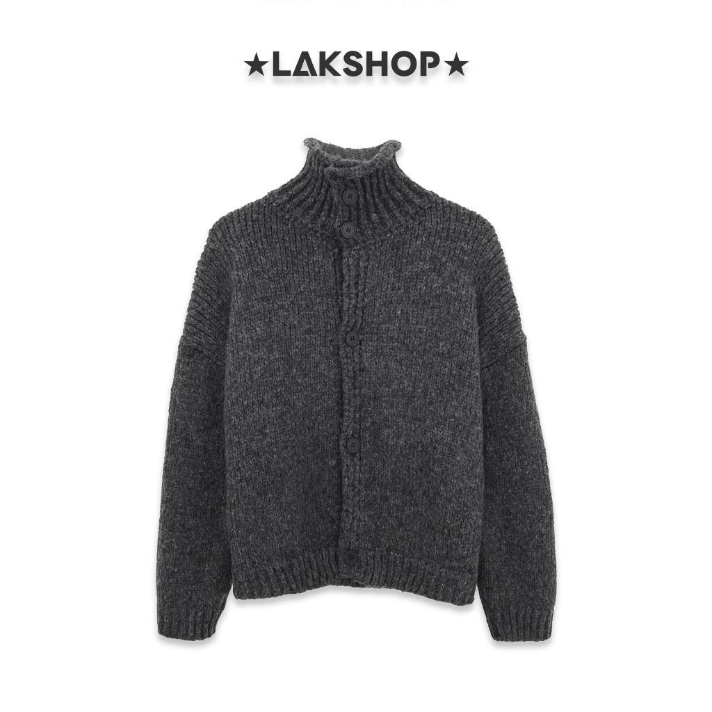 LAK SHOP Áo Len Grey High-neck Knit Sweater