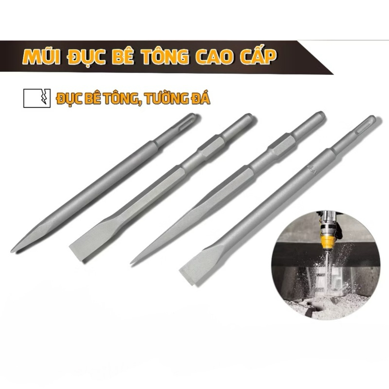 Mũi đục dẹt và nhọn 14ly 17ly mũi đục bê tông TBOSS