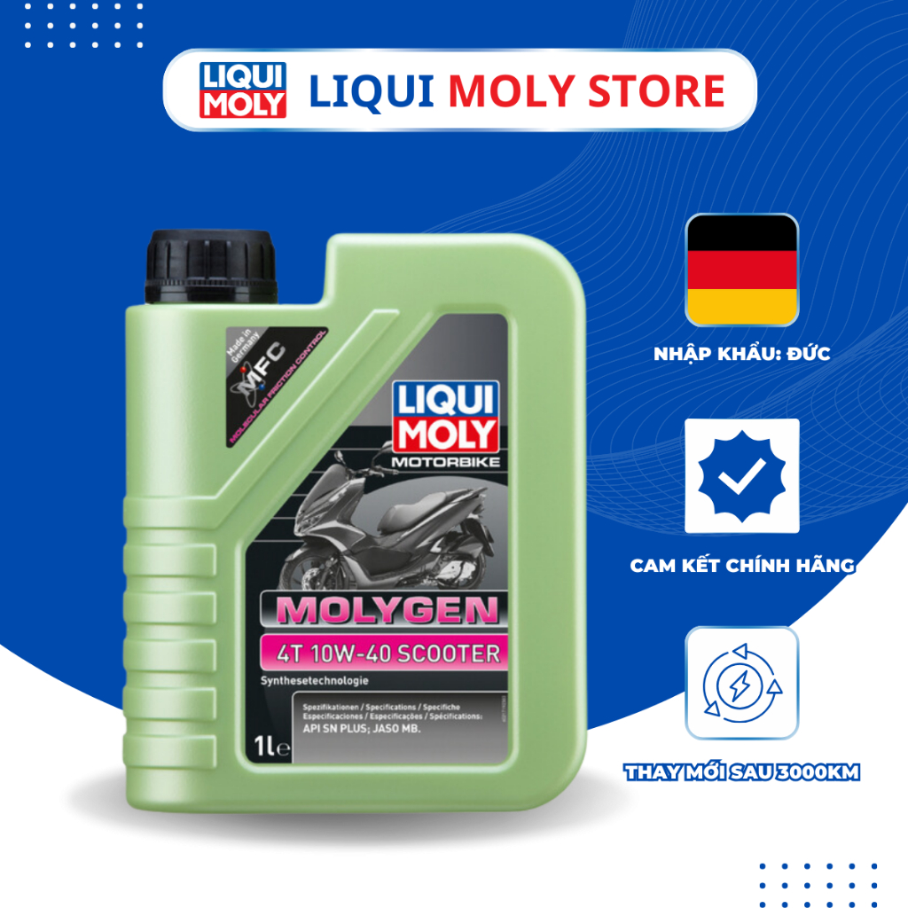 Liqui Moly Molygen Scooter Nhớt tổng hợp cao cấp cho xe tay ga- Sản xuất tại Đức