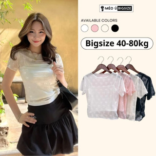 Áo thun nữ BIGSIZE cộc tay kiểu dáng babytee lưới nơ phong cách gợi cảm 3944