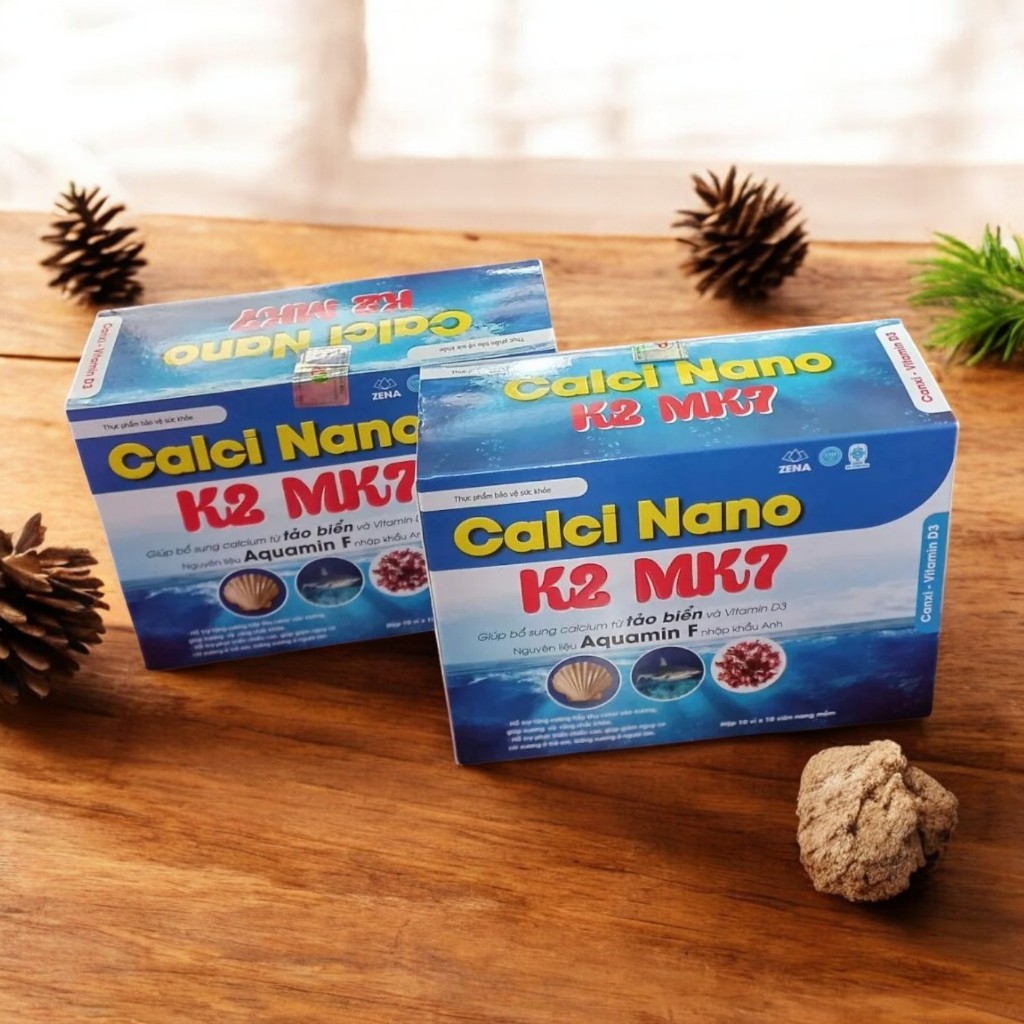 Calci Nano K2 MK7 tảo biển hộp 100 viên uống giúp phát triển chiều cao, tăng cường hấp thụ canxi