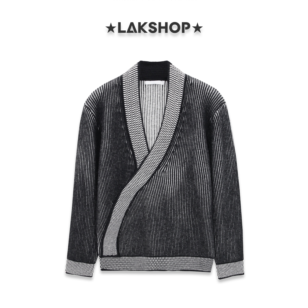 LAK SHOP Áo len Black Stripe V-Neck Sweater