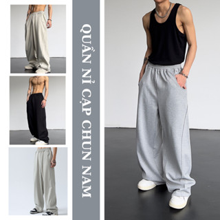 Quần nỉ xám tiêu Nam Nữ ống Rộng FABUMAN vải nỉ 2da dáng suông rộng Nam Nữ Local Brand Đứng bigsize Form Co Giãn Tốt