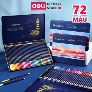 [CAO CẤP] Bút Chì Màu Gốc Dầu Hộp Thiếc Chuyên Nghiệp Deli - 24/36/48/72 Màu Đậm Mịn Vẽ Thiết Kế Phác Họa Tô Màu