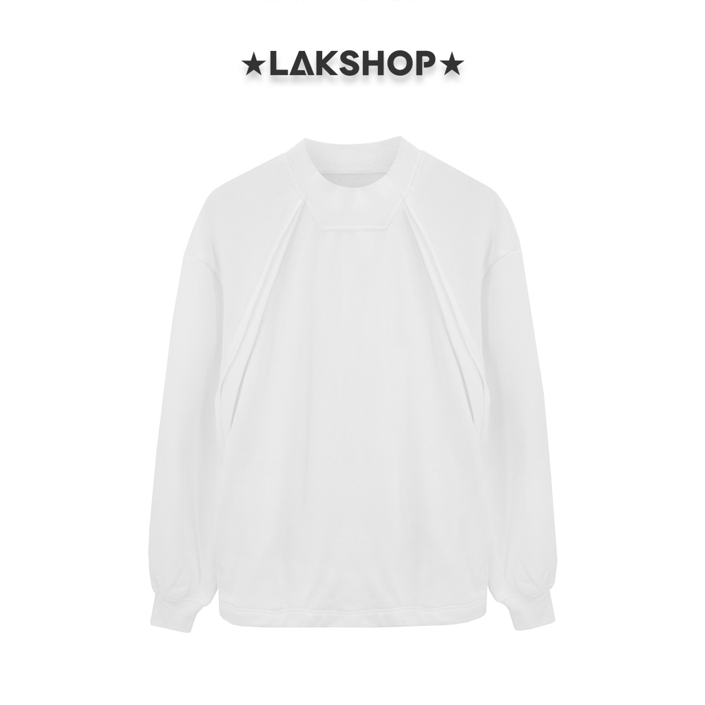 LAK SHOP Áo nỉ Oversized White Embossed Hemmed Sweatshirts