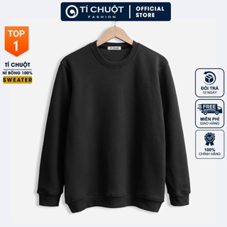 Áo sweater trơn nam nữ form rộng, áo tay dài unisex, áo sweater basic nỉ bông dày - Tí Chuột Studio