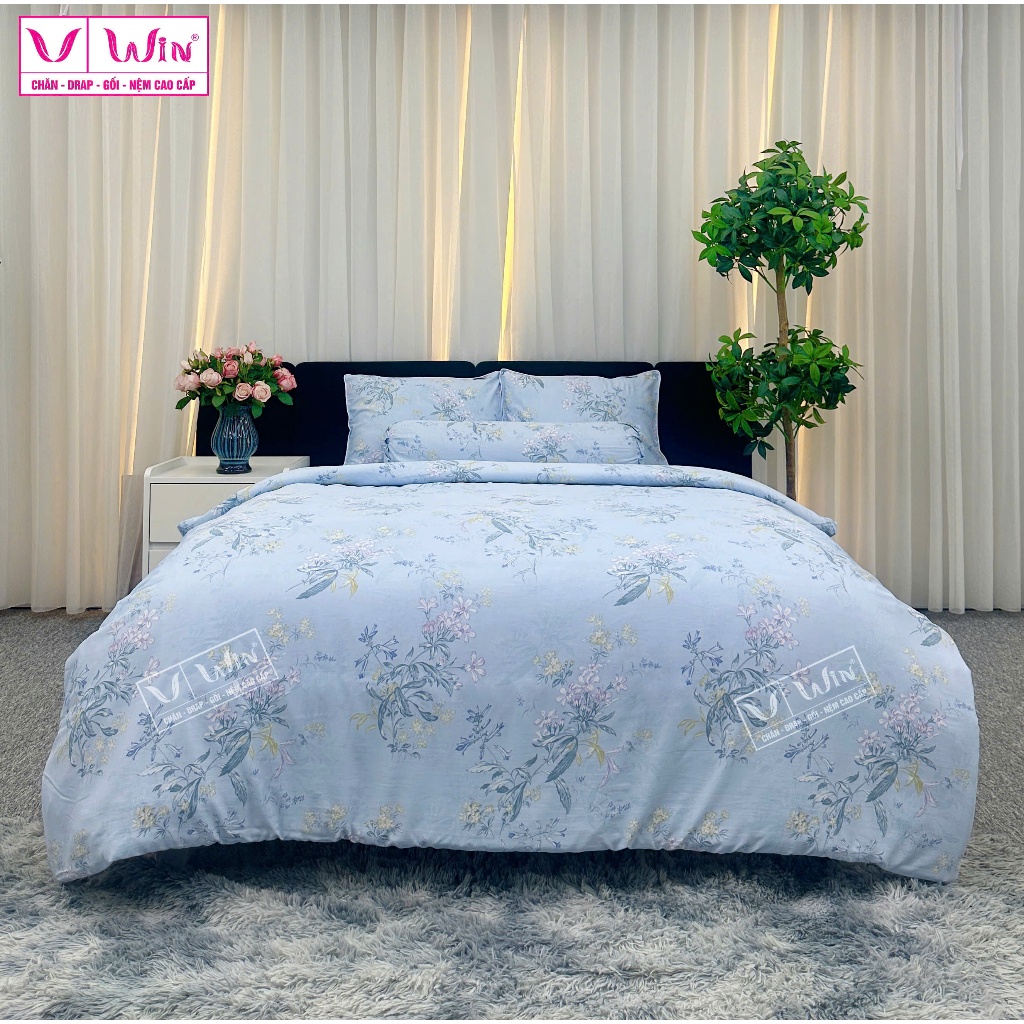 [BỘ 4 MÓN] Bộ Ga Giường Tencel 40S Cao Cấp, drap giường lụa Tencel Super Win Thắng Lợi mát lạnh, mềm