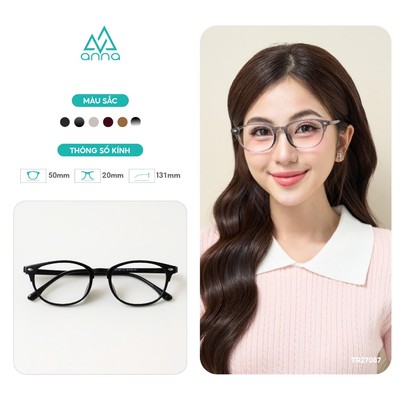 Gọng kính thời trang nam nữ ANNA dáng oval chất liệu nhựa dẻo dáng oval hiện đại cá tính OL 27087