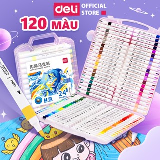 [Combo 120 Màu] Bút Sơn Acrylic Marker Tăng 80% Mực Deli Vẽ Viết Màu DIY Trên Nhiều Chất Liệu Màu Tươi Sáng