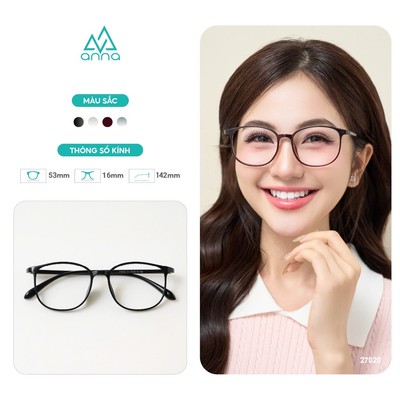 Kính mắt thời trang ANNA dáng tròn mắt nhỏ thời trang cá tính chất liệu nhựa dẻo OL 27020