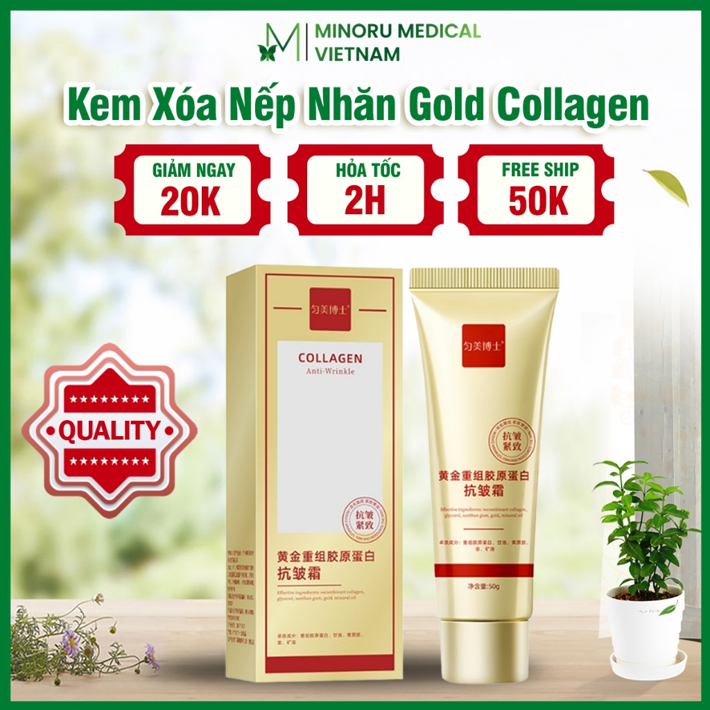 Kem Xoá Nhăn Gold Collagen Anti-Wrinkle - Kem Collagen Gold Hỗ Trợ Cấp Ẩm, Mờ Nhăn, Vết Chân Chim, Dưỡng Da Căng Bóng