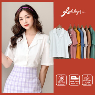 Áo Sơ Mi Nữ Cổ Vest Tay Lỡ - Áo Sơ Mi Ngắn Tay Phong Cách Hàn Quốc Redshop.official.store QCCC 27824