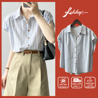 Áo Sơ Mi Nữ Kẻ Sọc Tay Hến Phong Cách Vintage Redshop.official , Áo Sơ Mi Kẻ Sọc Nhẹ Nhàng 304055