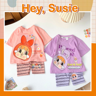 S6661 - Bộ Đồ Bé Gái Áo Phông Hoạt Hình Quần Kẻ Size 9-18kg