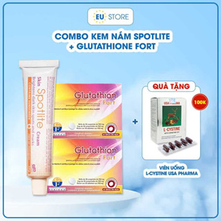 Combo Kem nám Spotlite Cream và Viên ngậm Glutathione Fort mờ nám, tàn nhang, trắng da