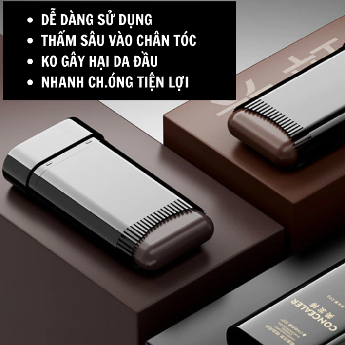 Lược Chải Phủ Bạc CONCEALER - Giúp Cho Mái Tóc Đen, Tiện Lợi Phủ Bạc Tóc Mọi Nơi, Cải Thiện Bạc Tóc CONCEALER