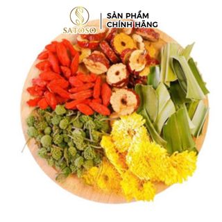 Trà an thần ngũ vị mix nụ hoa tam thất, táo đỏ, kỷ tử, hoa cúc, lá dứa tốt cho sức khỏe Satoso gói 10g