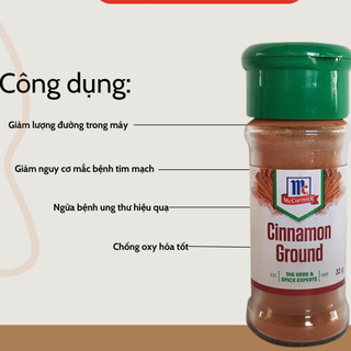 Bột quế McCormick Cinnamon lọ 39g
