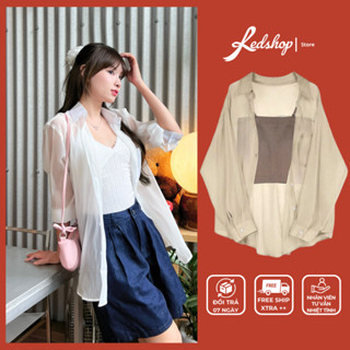 Áo Sơ Mi Nữ Dài Tay Đũi Gân Khoác Ngoài Mùa Hè Redshop.store Áo Khoác Đi Biển Trong Suốt 304031