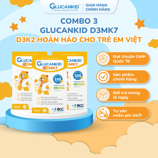 (Combo 3 tặng 1) GLUCANKID D3MK7 dạng xịt bổ sung Vitamin D3 K2 hấp thu canxi xương răng cho bé 10ml