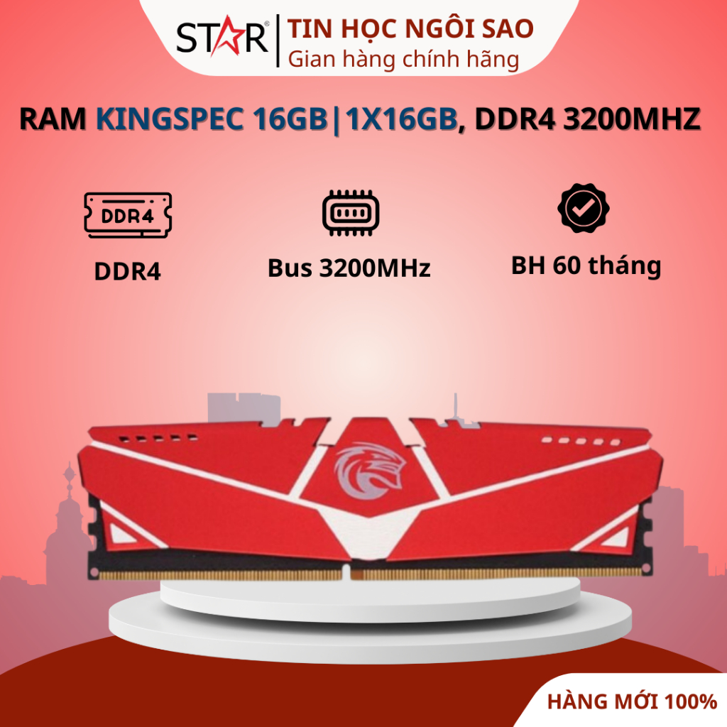 Ram KingSpec 8GB/16GB | 1x16GB, DDR4 3200MHz, Intel/AMD - Bảo hành 36 tháng