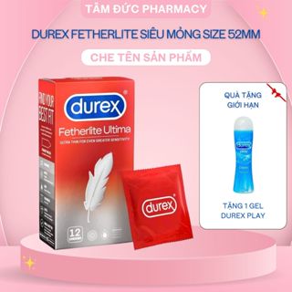 Bao cao su Durex Fetherlite Ultima Siêu mỏng Nhiều gel Size 52mm Hộp 12bcs Chính Hãng