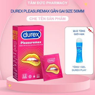 Bao cao su Durex Pleasuremax Gân gai Siêu mỏng Size 56mm Hộp 12 bcs Chính Hãng