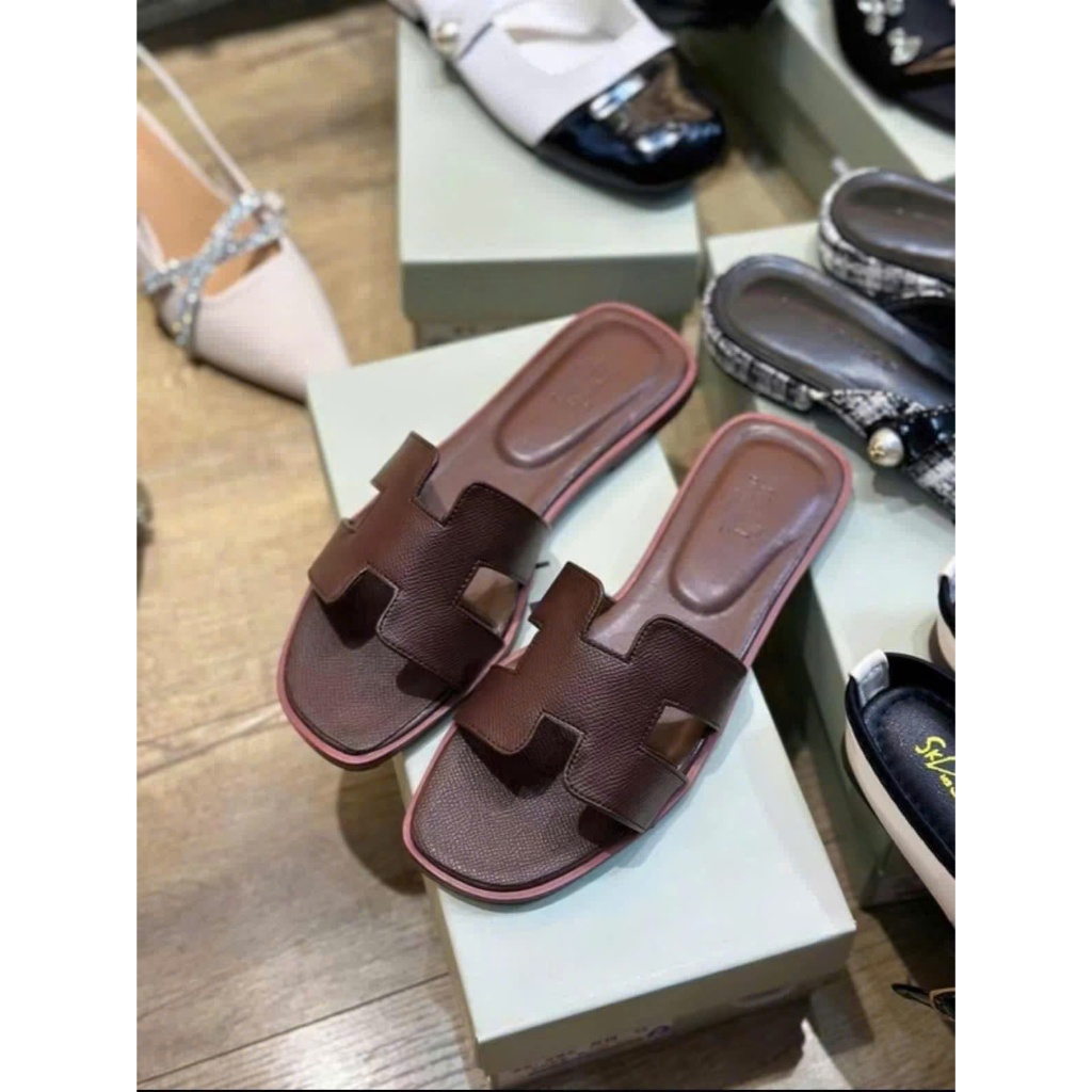 Dép thời trang quai ngang chữ H màu đỏ mận đế nhựa - HẢI ANH SHOES