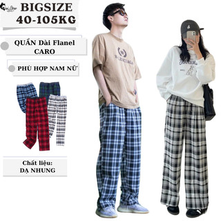  Bigsize 50-75KG Quần Dài Nam Nữ Kẻ Sọc Caro Ống Suông Thời Trang 