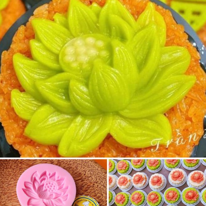 Khuôn silicon Hoa sen cạn bông 9cm làm hoa đậu bánh trung thu