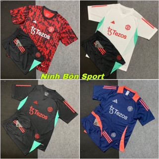 Set Bộ Quần Áo Bóng Đá Training CLB manchester United 2023/24 Mẫu Mới - Áo MU Training Tezos - Vải Thái Cao Cấp