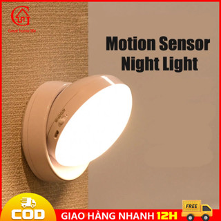 【COD/12H Đèn Led cảm biến thông minh không dây đế nam châm gắn tường xoay 360 cảm ứng