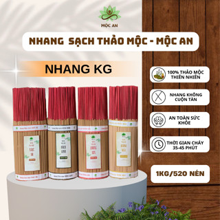 Nhang Thảo Mộc MỘC AN Bó 1kg, Mùi Trầm Hương Thơm Dễ Chịu, Ít Khói, Không Cuộn Tàn