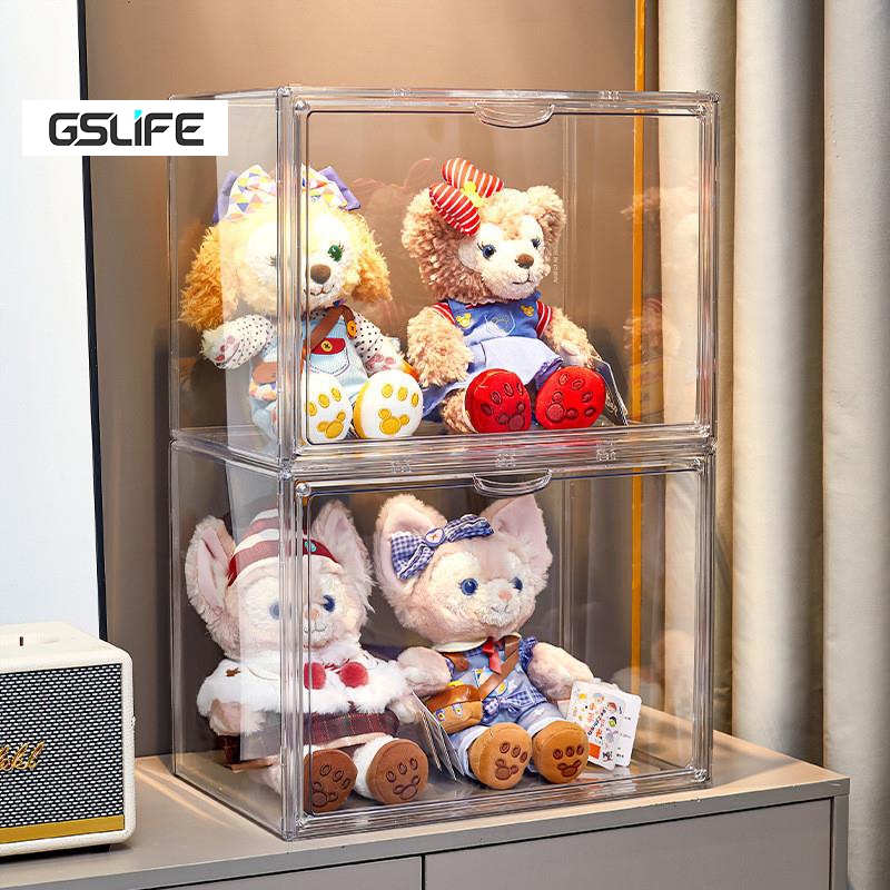 GSlife Hộp đựng trong suốt nhựa acrylic, thiết kế lớn, trưng bày mô hình búp bê và đồ trang trí