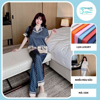 Đồ bộ pijama lụa tay cộc quần dài Sam luxury CDN bộ ngủ lụa cao cấp mềm nhẹ không nhăn phom chuẩn