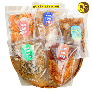 Set 5 Bịch Bánh Tráng Trộn Sẵn Xìke Tôm Tỏi- Trộn Bò Cay- Rong biển Sấy Tỏi- Sate Gà Quay-Cuộn Mực Xé | Quyên tây Ninh