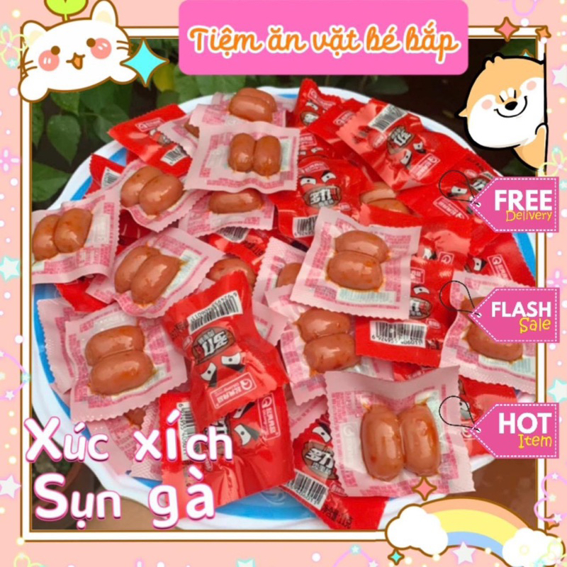 Bịch 50 gói Xúc xích mini 2 viên ăn liền, xúc xích bi 2 viên các vị, đồ ăn vặt nội địa TQ