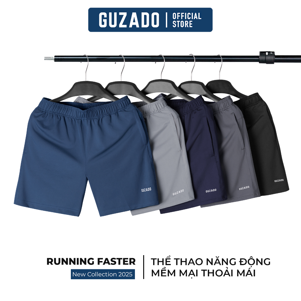 Quần Đùi Nam GUZADO Dáng Run, Vải Thun Co Giãn Thấm Hút Mồ Hôi Tốt, Vận Động Thoải Mái GSR10