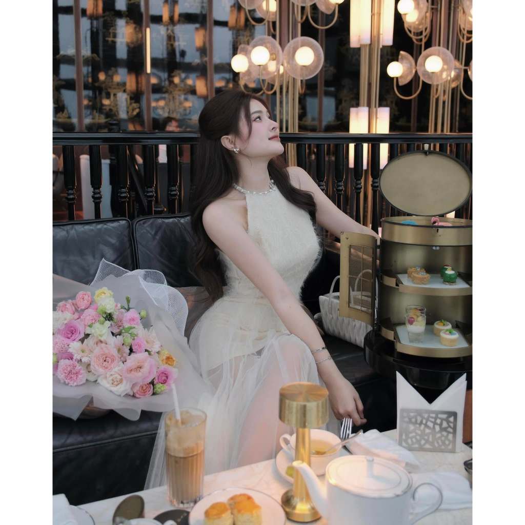 Đầm dự tiệc cổ yếm ren hoa phối lưới xòe bồng Runam Dress (ko cườm cổ) | BigBuy360 - bigbuy360.vn