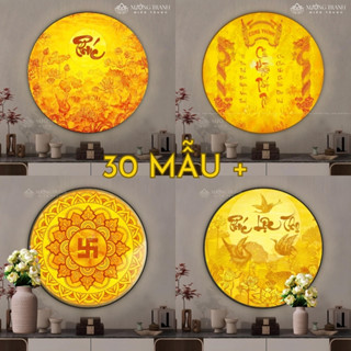 (cỡ bé) Tranh Đèn Hào Quang thờ Phật, cửu huyền thất tổ trang trí tượng phật decor thờ cúng tu tập