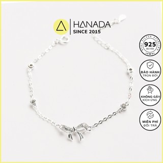 [BH TRỌN ĐỜI] Lắc tay Bạc 925 Hanada Nơ Đính Đá  , Vòng Tay Mang Hằng Ngày 2556 G20