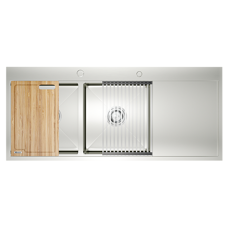 [CHÍNH HÃNG] [Kèm thớt gỗ + rổ cuộn] Chậu rửa bát chống xước Workstation Sink KONOX KN11650TD – Bàn 