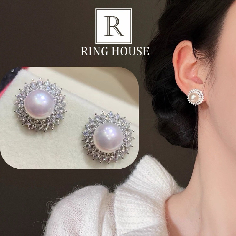 E69 khuyên tai nữ nụ hạt trai dự tiệc