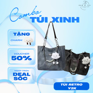 Túi Xách Nữ Đeo Vai Thời Trang Hàn Quốc Form Vuông Charm Mây Cực Xinh – Túi Đi Làm, Đi Chơi Đều Hợp