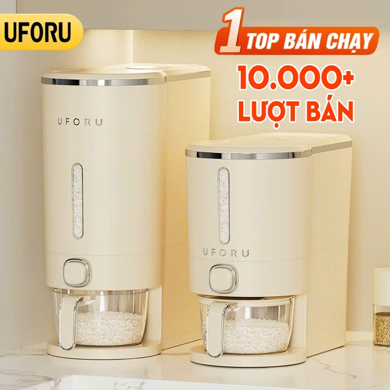 Thùng đựng gạo thông minh uforu nút ấn lấy gạo tự động chất liệu nhựa ABS cao cấp dung tích 5kg 10kg - UF480