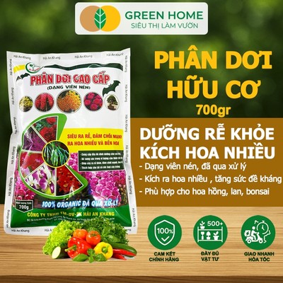 Phân Dơi GreenHome, Bao 700gr, Viên Nén, Đã Qua Xử Lý, Ra Rễ Mạnh, Hoa Nhiều, Tốt Cho Lan, Kiểng
